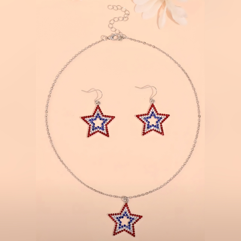 Patriotic Red and Blue Star Earrings